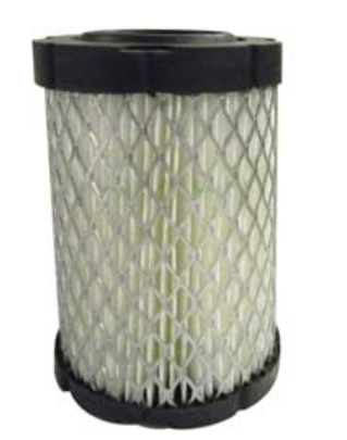 Cylindrical air filter with black outer casing on a white background